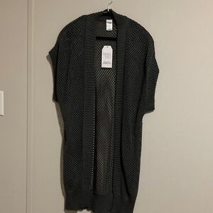 Time and Tru Charcoal Open-Knit Cardigan
